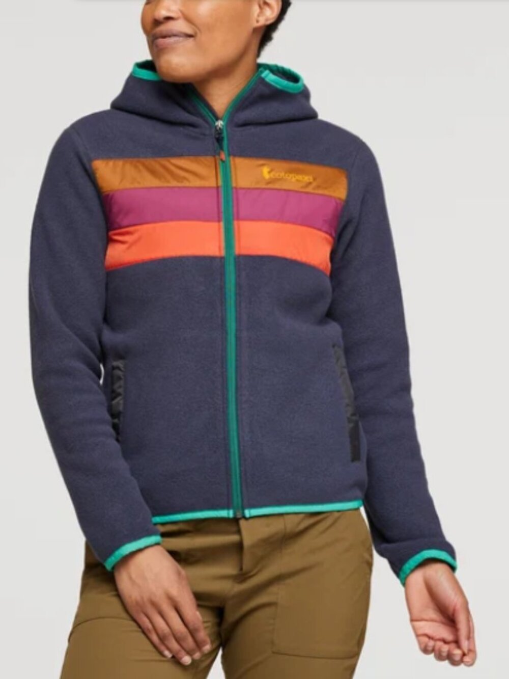 Cotopaxi Teca Fleece Hooded Full-Zip Jacket Blue Gray Stripes Size Small
